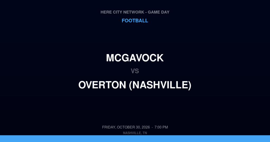 McGavock vs. Overton (Nashville) — Football Game Day — Nashville, TN — Oct 30, 2026
