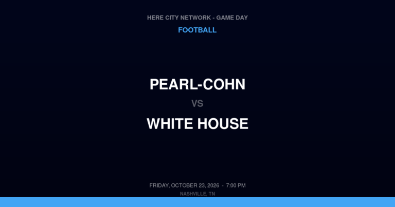 Pearl-Cohn vs. White House — Football Game Day — White House, TN — Oct 23, 2026
