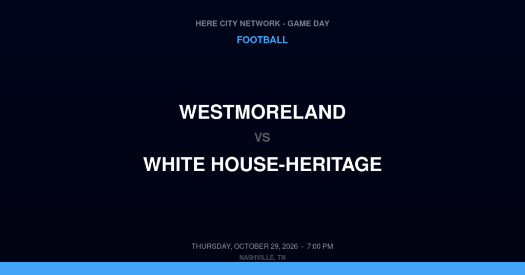 Westmoreland vs. White House-Heritage — Football Game Day — White House, TN — Oct 29, 2026